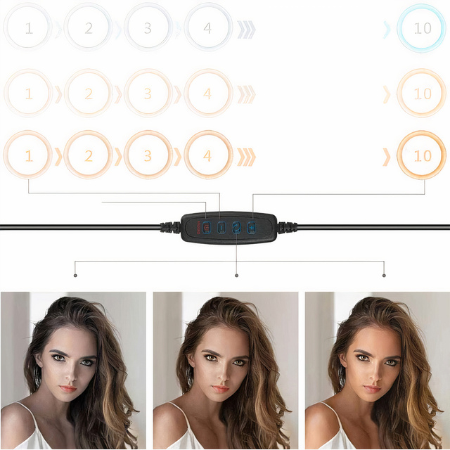 Kruhová kreslicí lampa LED Alogy s ohebným ramenem a stolním stojánkem, držákem telefonu v černé barvě