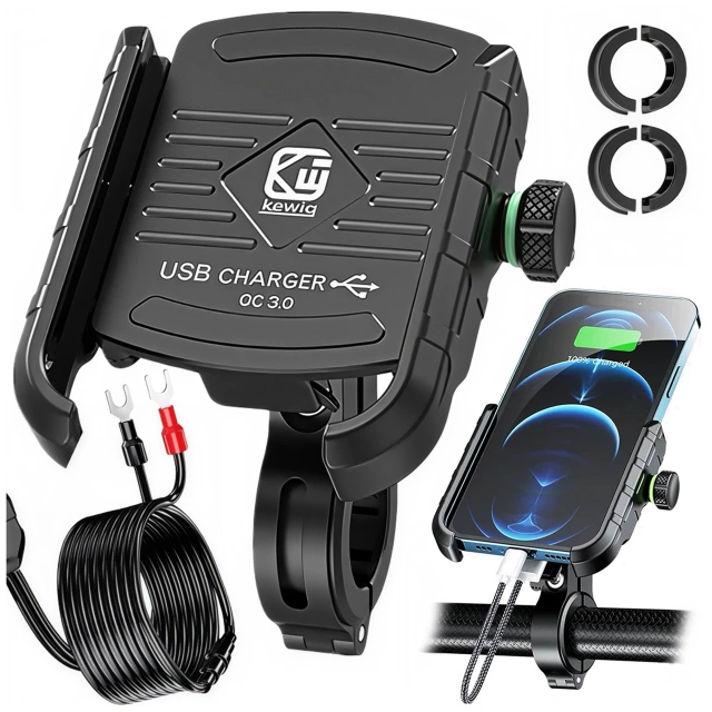 Kewig KWG-M8 motorcycle phone holder with QC 3.0 charger