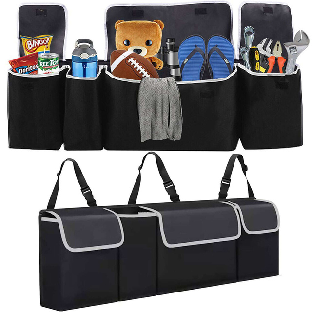 Car organizer Bag for the trunk of a car, large trunk for a seat with Velcro, Alogy Black