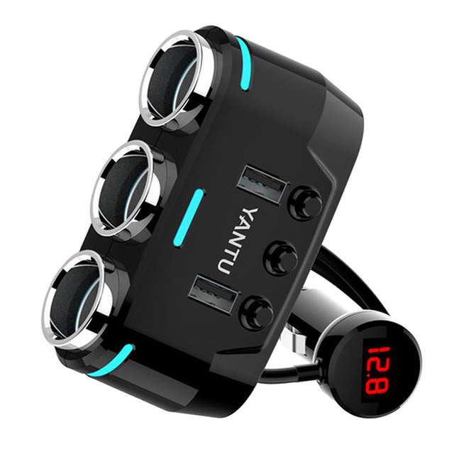 Розгалужувач розгалужувач автомобільний адаптер для гнізда прикурювача 2x USB Charger 12V 24V 3.1A Black