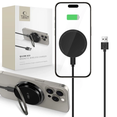 Ładowarka MagSafe Tech-Protect QI15W-A33 Czarna 15W Stojak