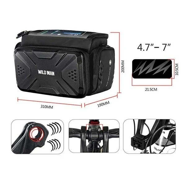 Сумка на кермо велосипеда Wildman 3L GS6 водонепроникна для смартфона