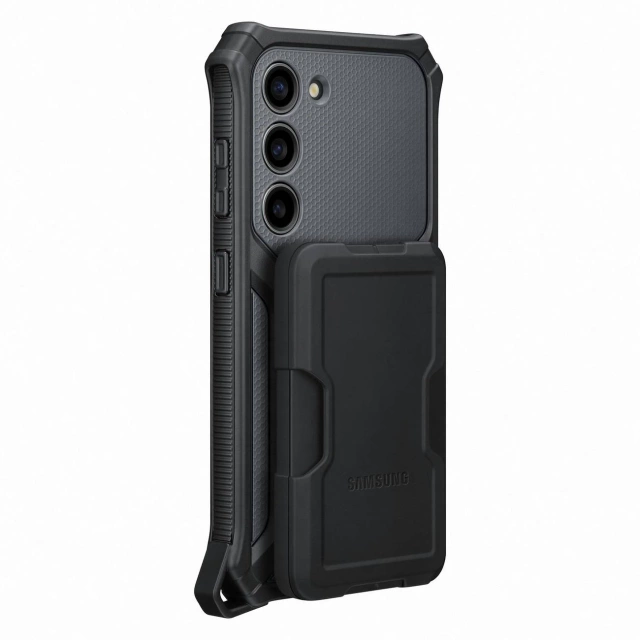 Puzdro Samsung Rugged Gadget pre Samsung Galaxy S23 pancierový držiak krúžku držiaka sivej farby