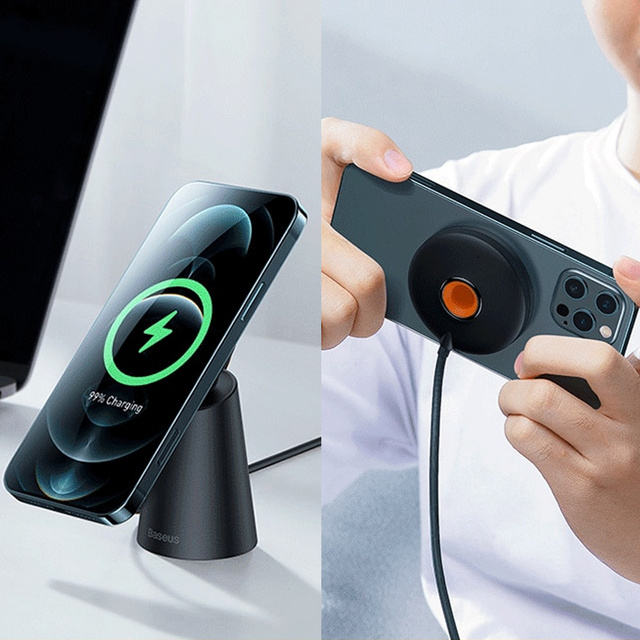 Qi kabelloser Induktionsladegeräthalter Baseus Magnetständer für MagSafe 15W Schwarz