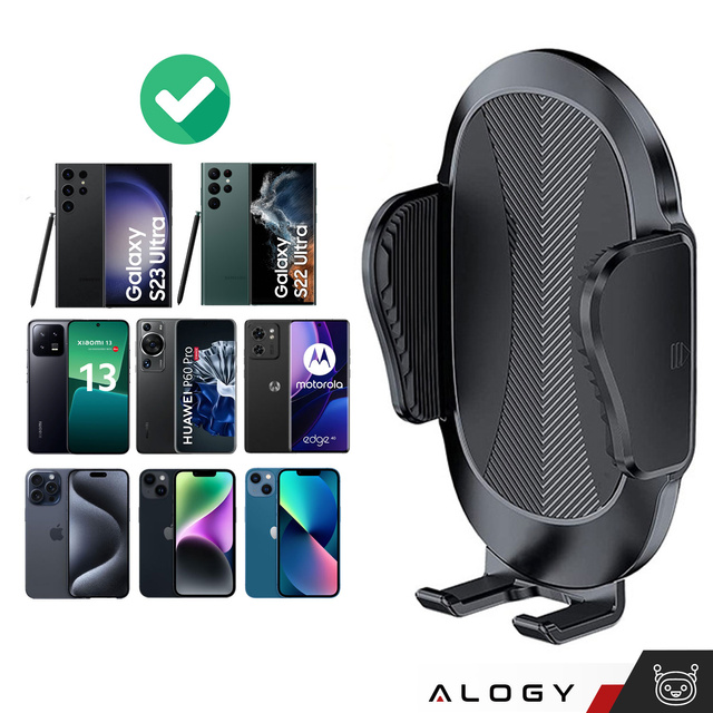 Držák telefonu do auta na čelní sklo, kokpit, palubní desku auta, pro 7,9" telefon s dlouhou paží Alogy Black