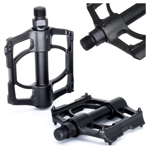 Platform bicycle pedals for MTB bicycles, aluminum 9/16" Black aluminum set [2 pcs.]