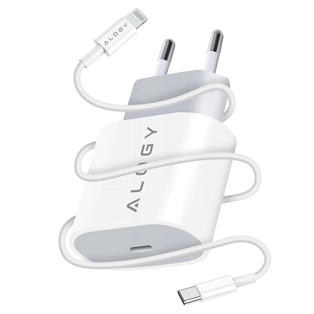 Alogy wall charger fast USB-C PD 20W Lightning cable 1m White