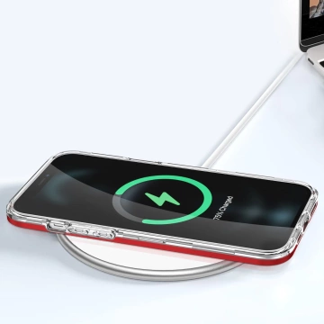 Čiré pouzdro 3v1 na iPhone 12 Pro rámeček gelový kryt červený