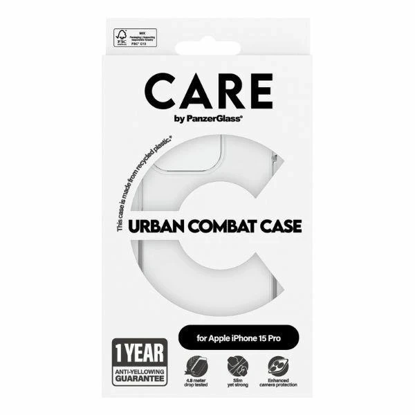 iPhone 15 Pro CARE by PanzerGlass Urban Combat Case Transparent