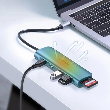 Ugreen CM195 ​​​​Adaptér USB-C HDMI USB-A SD TF PD 100W Hub 6v1 sivý