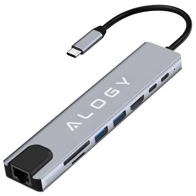 Хаб 8-в-1 USB-C на 2xA 2xC HDMI SD Micro LAN 100 Мбіт/с – Alogy MultiHub™ для ноутбуків