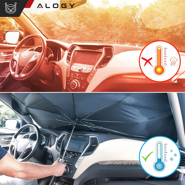 Sluneční clona do auta do auta UV sluneční clona na okno Alogy Car L 135x79cm černá