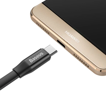 Baseus Nimble plochý kábel USB / USB-C kábel s držiakom 2A 0,23M čierny (CATMBJ-01)