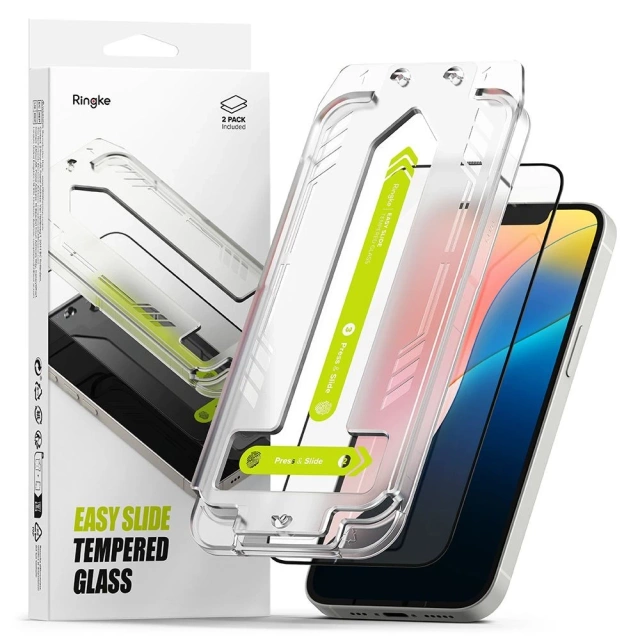 Tempered Glass for iPhone 13 / 13 Pro / 14 / 16e Ringke Easy Slide 2-Pack Clear