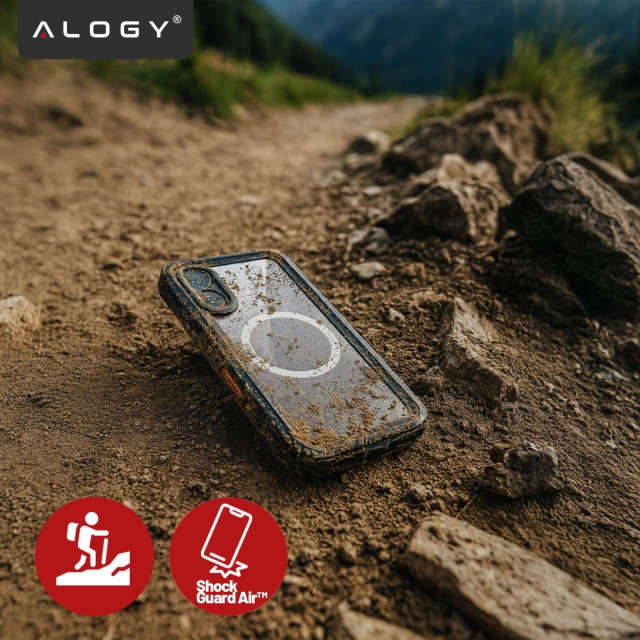 Etui Wodoodporne do Apple iPhone 17 6.3", Pancerna Obudowa 360° z Przezroczystym Tyłem, Kompatybilna z MagSafe, Alogy HydroArmor™ IP68 Case – Czarne