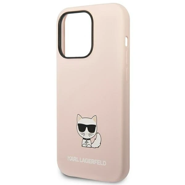 Karl Lagerfeld KLHCP14LSLCTPI ochranné puzdro na telefón pre Apple iPhone 14 Pro 6,1" pevné puzdro svetloružové/svetloružové silikónové telo Choupette