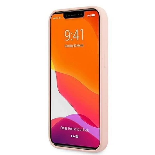 Guess GUHMP13MLSLMGLP iPhone 13 6,1" clearróżowy/світло-рожевий твердий чохол Silicone Script Gold Logo Magsafe