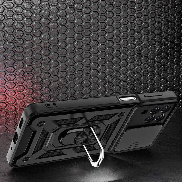 Pancierové puzdro s krytom fotoaparátu Alogy Camshield Stand Ring pre Samsung Galaxy M53 5G black