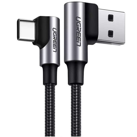 Ugreen Кутовий кабель USB - USB Type C Quick Charge 3.0 QC3.0 3 A 1 м сірий (US176 20856)