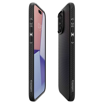 Case for iPhone 15 Pro Max Spigen Liquid Air Case, housing, protective back, Matte Black Glass