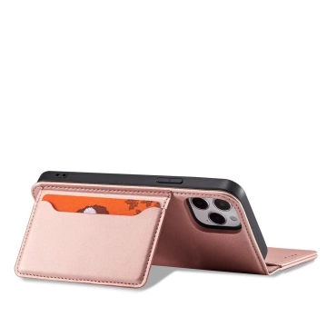 Pouzdro na magnetické karty pro iPhone 12 Pro Pouch Card Wallet Card Stand Pink