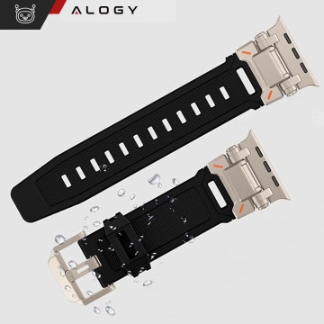 Alogy Luxusný kovový remienok na náramok TPU pre Apple Watch 42/44/45/49 mm čierny