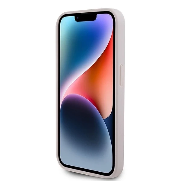 Etui Guess GUHCP15LP4TDPP na iPhone 15 Pro 6,1" ružové/ružové pevné puzdro z kože 4G Triangle Strass