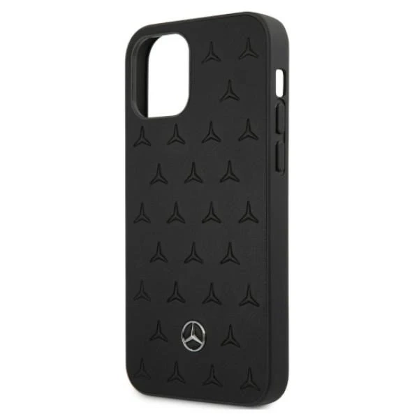 Etui Mercedes MEHCP12LPSQBK pre iPhone 12 Pro Max 6,7" čierne/čierne pevné puzdro Kožený vzor hviezd