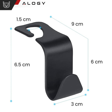 4x Věšák držák do auta háček na opěrku hlavy auto organizér háček Alogy Car Black