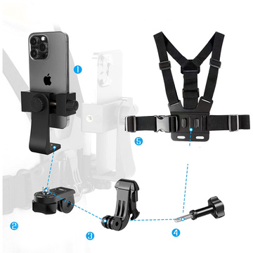 Športový postroj Alogy Hrudný držiak na kameru, GoPro kamery, univerzálny telefón Black