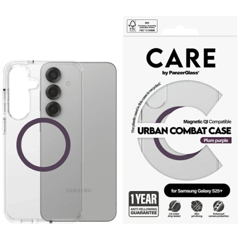 Etui do Samsung Galaxy S25  CARE by PanzerGlass Urban Combat Case Purple Qi
