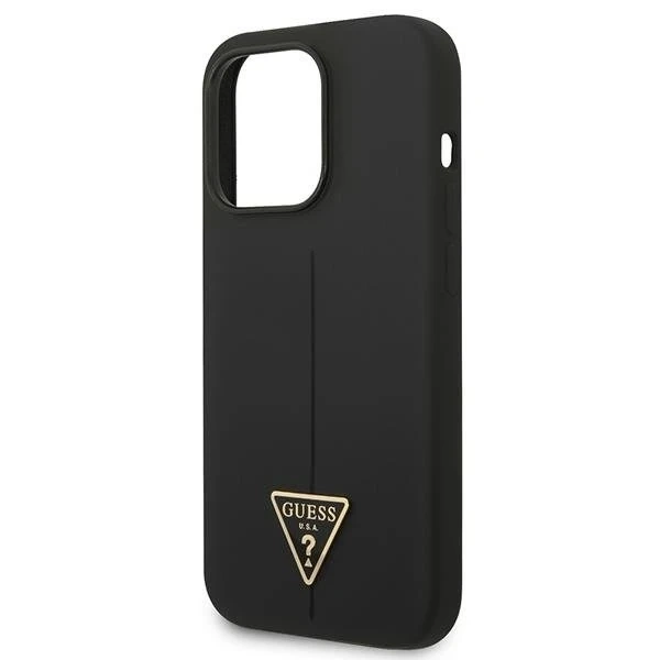 Etui Guess GUHCP14LSLTGK pro Apple iPhone 14 Pro 6,1" černý/černý pevný obal silikonový trojúhelník