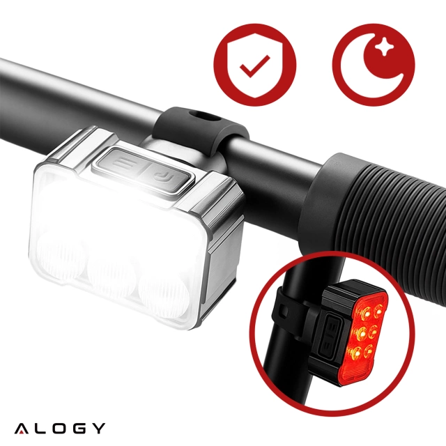 Alogy SafeRide™ LED cyklistické světlo, vodotěsné, přední a zadní, 2 kusy