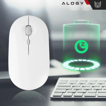 Бездротова миша Alogy, маленька ергономічна мишка для ноутбука, bluetooth 2.4GHz, тиха, біла