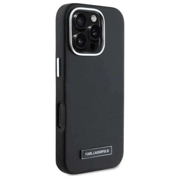 Karl Lagerfeld pouzdro pro iPhone 16 Pro 6,3" černý MagSafe Hardcase FW Metal Plate