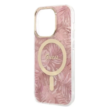 Zestaw Guess GUBPP14XHJEACSP Case Charger iPhone 14 Pro Max 6,7" różowy/růžový pevný obal MagSafe Jungle