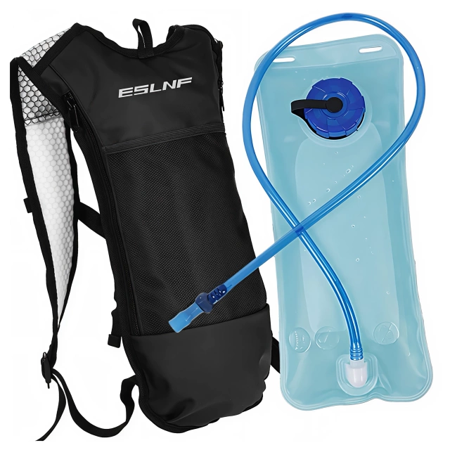 Bicycle backpack for back bag with 2L water bladder container for cyclists, cycling, running, Black