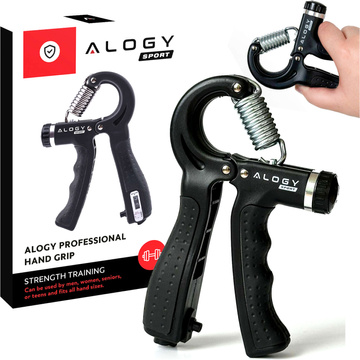 Rukoväť rukoväte na cvičenie, nastaviteľný vysoký odpor 10-60kg Alogy Sport grip s reguláciou a pultom Black