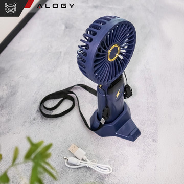 Fan fan handheld desk fan Alogy wireless portable standing with phone stand Navy blue