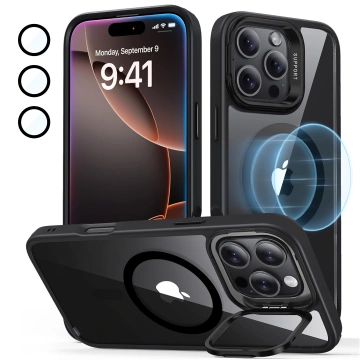 Hybrid protective case for Apple iPhone 16 Pro Max Alogy KickStand Hybrid Case with MagSafe kickstand Black