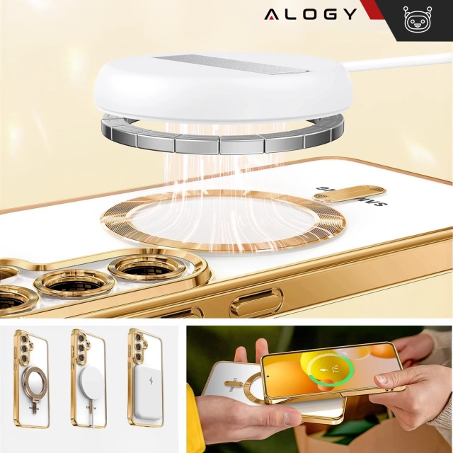 MagSafe Case for Apple iPhone 16 Pro Max Alogy Glamour Luxury Ring Case Gold-Transparent