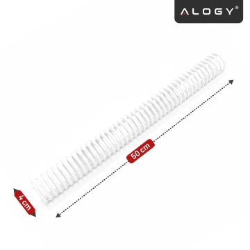 Pružinový organizér káblov pod stôl - Flexibilný kryt na správu káblov 50x4 cm, samolepiaci, na organizáciu káblov - Alogy CableStrip™ biely