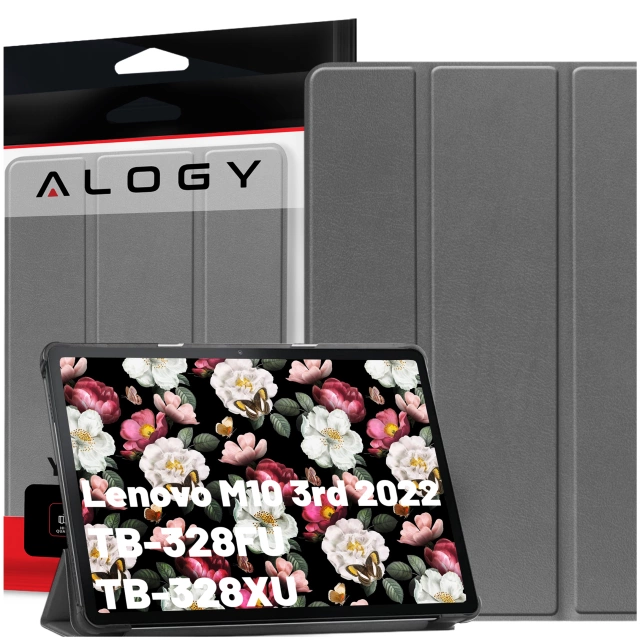 Tablet-Hülle für Lenovo Tab M10 3gen 3 GEN 10.1 2022 TB328FU TB328XU Gehäuse Case Alogy Book Cover Grau