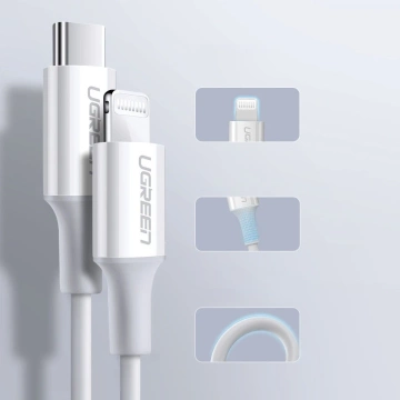 Кабель UGREEN MFi USB Type C - Lightning 3A 1,5 м білий (US171)