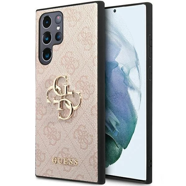 Pouzdro Guess GUHCS23L4GMGPI pro Samsung Galaxy S23 Ultra S918 růžové/růžové pevné pouzdro 4G Big Metal Logo