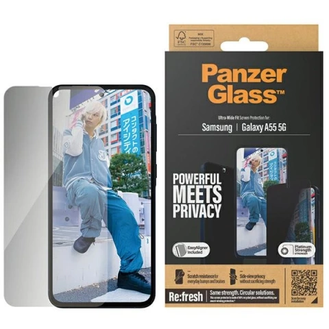 Tvrzené sklo pro Samsung Galaxy A55 5G PanzerGlass Ultra-Wide Fit Privacy EasyAligner