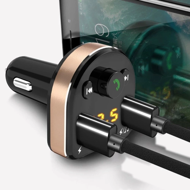 Dudao FM Transmitter Bluetooth Autoladegerät MP3 3.1 A 2x USB schwarz (R2Pro schwarz)