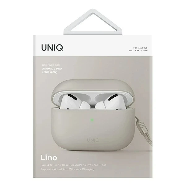 Schutzhülle für UNIQ Kopfhörer Cover Lino AirPods Pro 2 gen Silikon beige/beige elfenbein