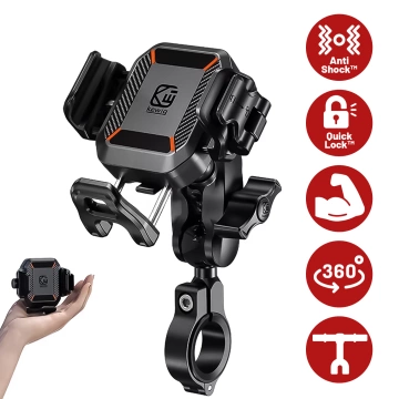KEWIG M33-C1 Motorcycle Bike Handlebar Phone Holder with Anti-Shock System for Motorbike, Quad, Scooter, Black