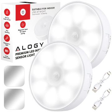 2x Lampa LED pohybový senzor súmrak nočná lampa Alogy Sensor Light Bezdrôtové osvetlenie nábytku Biele svetlo 6000k